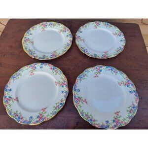 4 Early Royal Albert Crown China Maytime 6 3/8" Bread Plates England